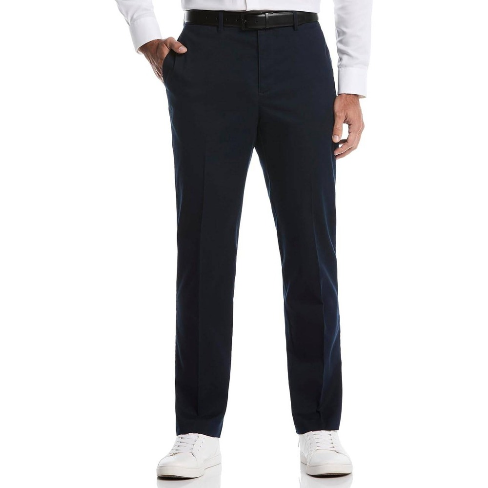 Savane Geo Khakis 36x29 Men's Straight Fit Stretch Flat Front Chino Navy Pants